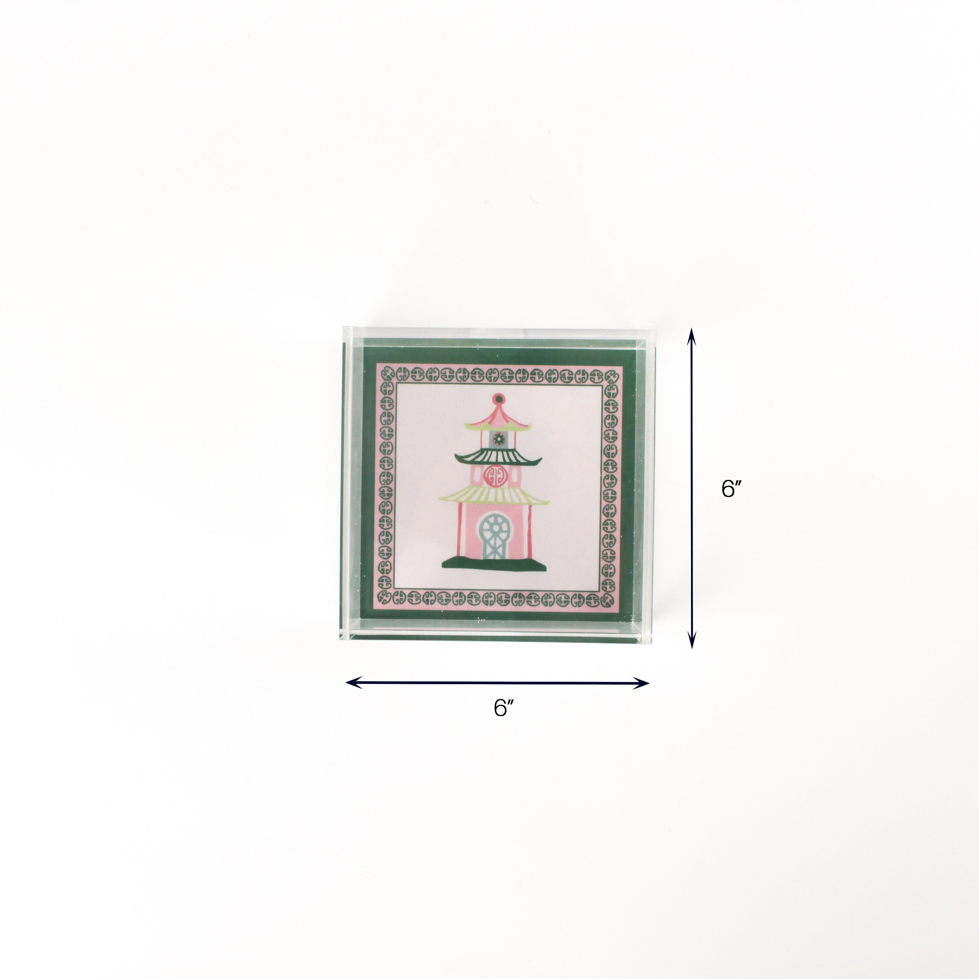 Square Pagoda Acrylic Tray (Small) with dimension of 6" x 6".