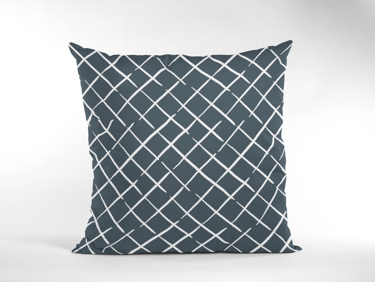 Bahama Court Navy Outdoor Pillow, 22" Square