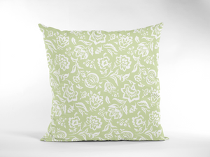 Hampton Court Meadow Green Performance/ Outdoor Pillow, 22" Square