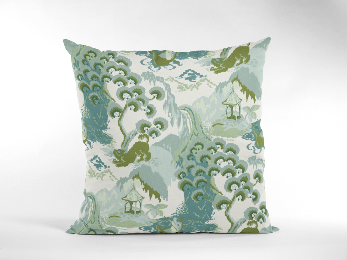 Old Peking Celadon Green Performance/ Outdoor Pillow, 22" Square