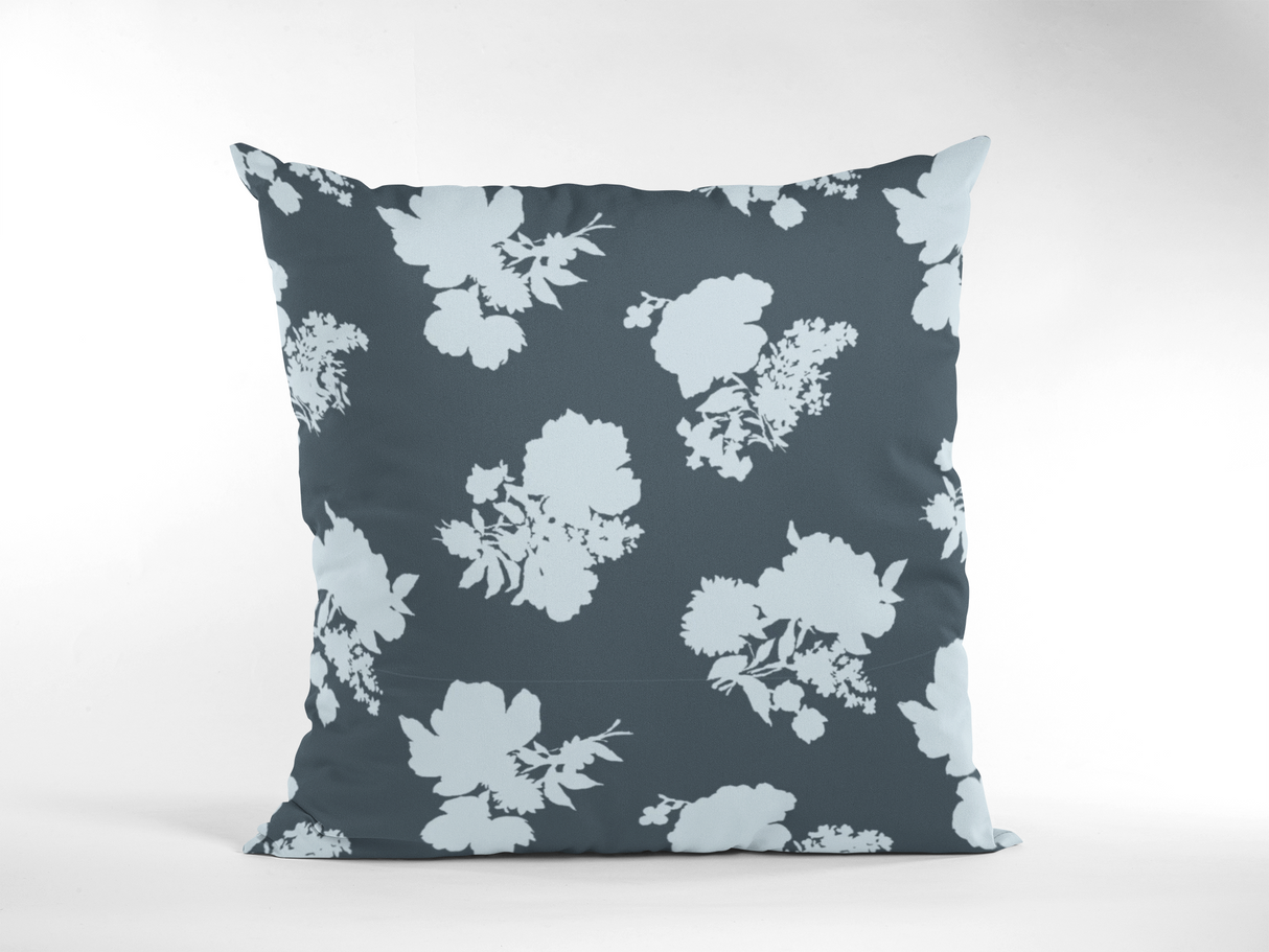 Swans Island Silhouette Navy Blue Outdoor Pillow, 22" Square