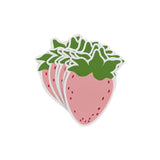 a set of 12 strawberry-shaped spring paper place card designed by Madcap Cottage  on a white background