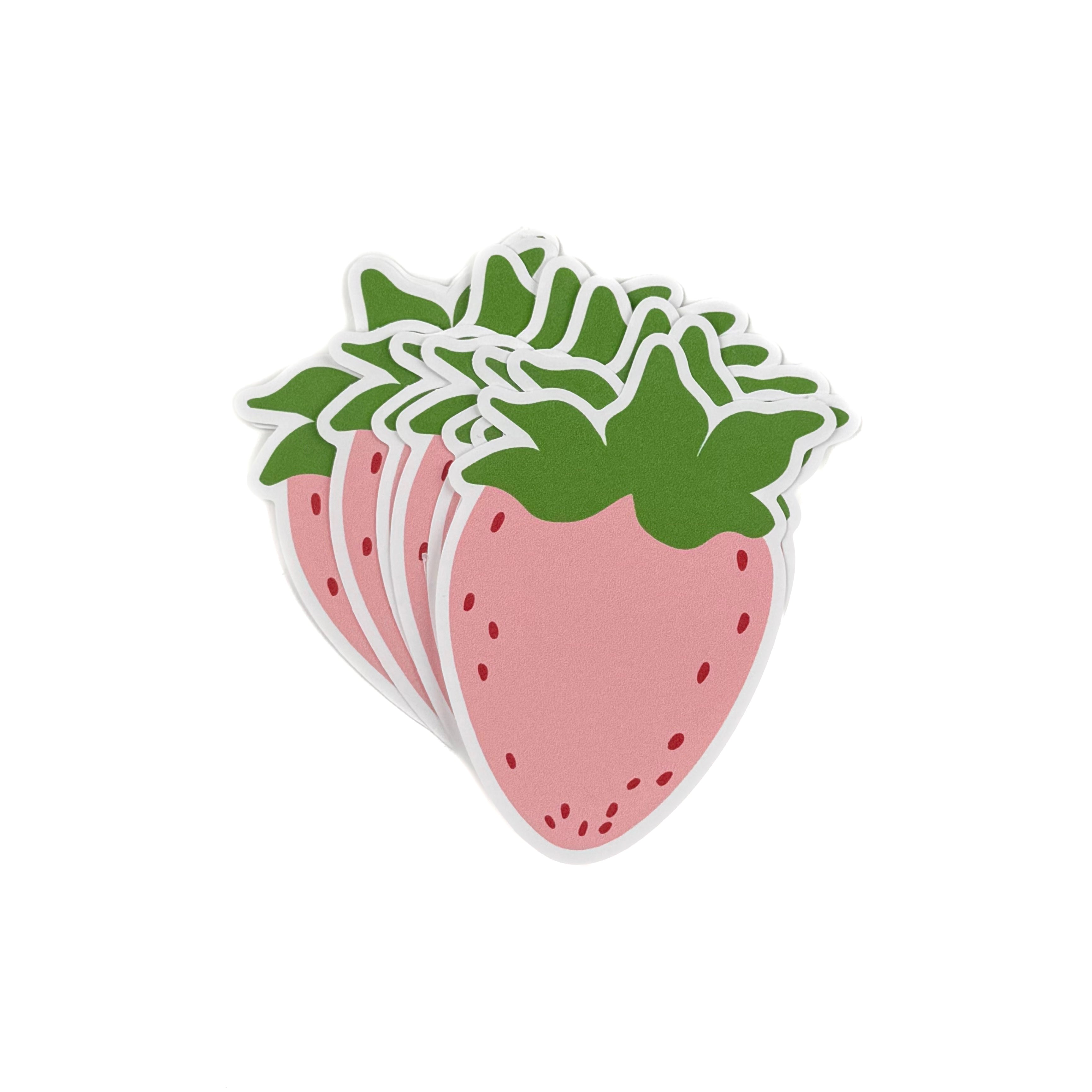 a set of 12 strawberry-shaped spring paper place card designed by Madcap Cottage  on a white background