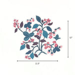 A die cut strawberry themed paper placemat with floral and leaf illustrations displayed with 11.5" by 12" dimensions on a white background.