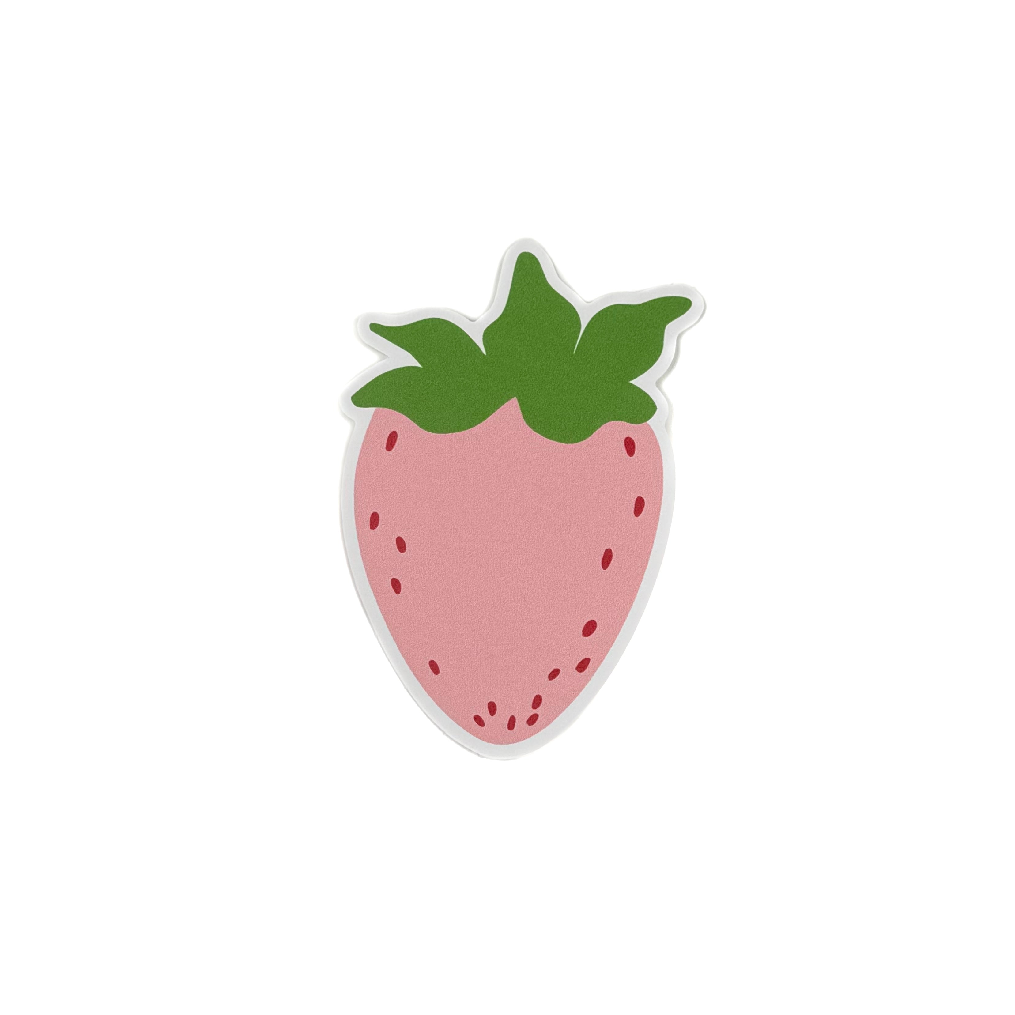 a strawberry-shaped spring paper place card designed by Madcap Cottage  on a white background