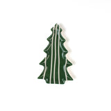 green christmas tree plate with white lines on a white background