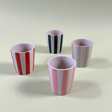 Hand-Painted Striped Ceramic Cups