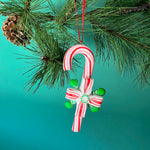 colorful candy-themed Christmas ornaments shaped like candy cane
