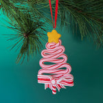 colorful candy-themed Christmas ornaments shaped like Christmas tree