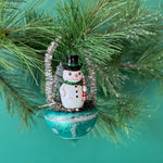 a Christmas Glitter Basket Santa Snowman Ornaments
