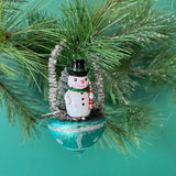 a Christmas Glitter Basket Santa Snowman Ornaments