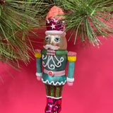 Colorful Glass Nutcracker Christmas Ornaments, Set of 2