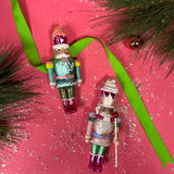 Colorful Glass Nutcracker Christmas Ornaments, Set of 2