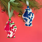 felt chinoiserie Christmas ornaments 