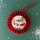 Retro Ruffled Reindeer, Santa and Snowman Christmas Ornaments, Set of 3