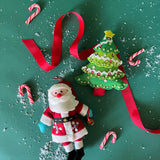 Felt Santa and Christmas Tree Sequin Christmas Ornaments, Set of 2