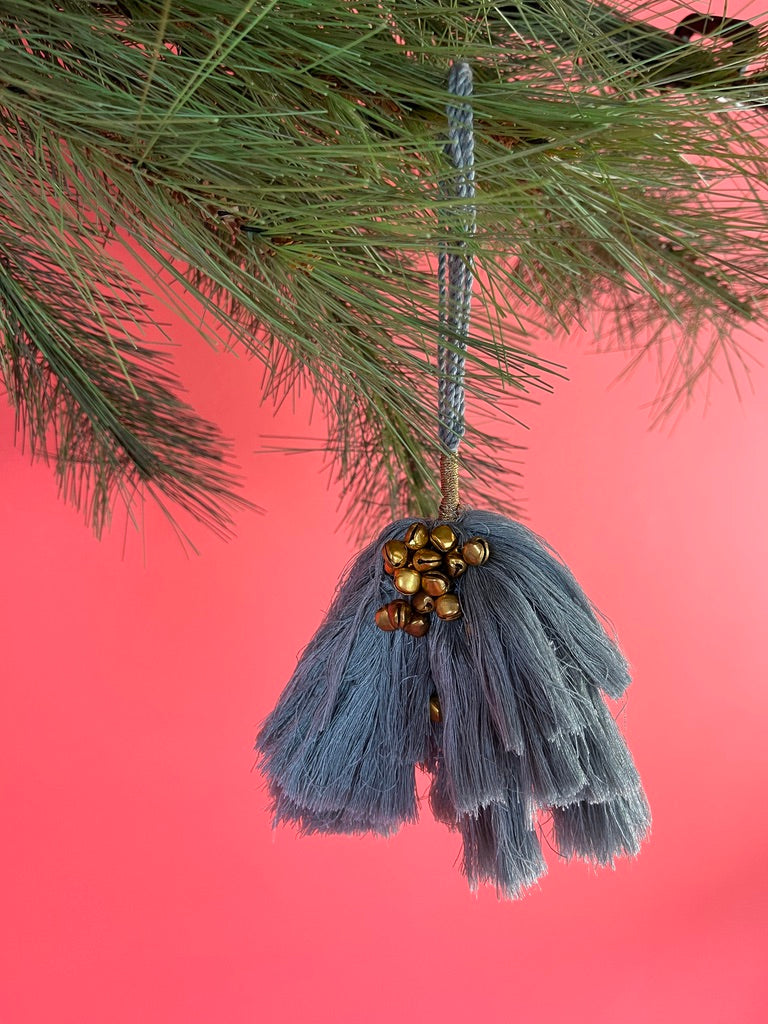 elegant tassel Christmas ornaments with small gold bells