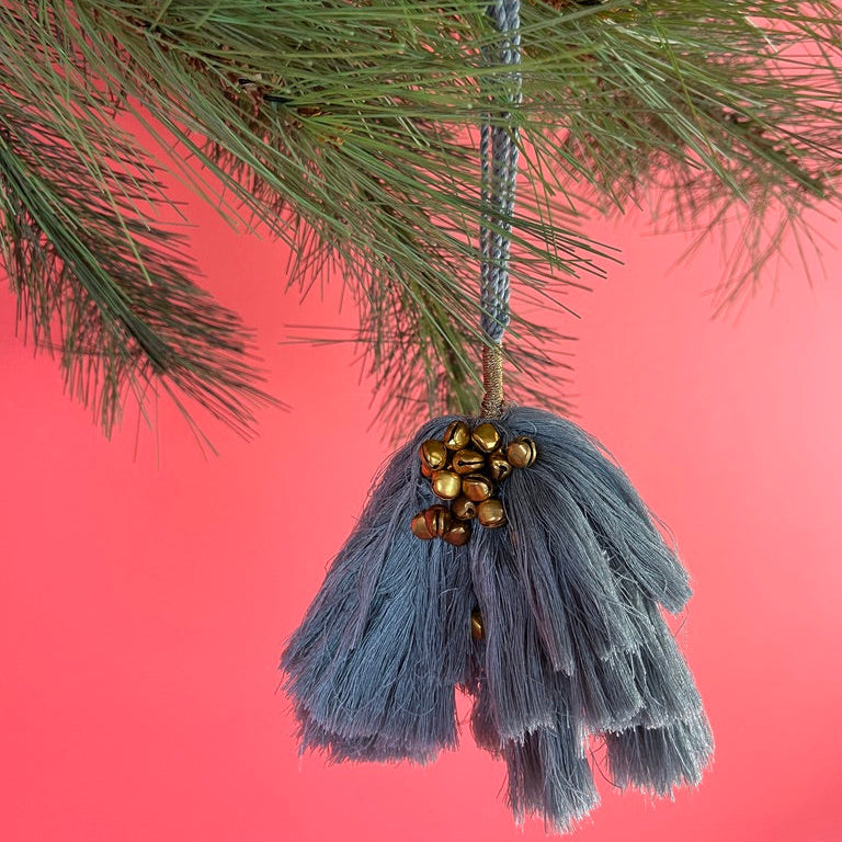 elegant tassel Christmas ornaments with small gold bells