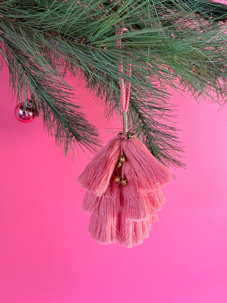 elegant tassel Christmas ornaments with small gold bells