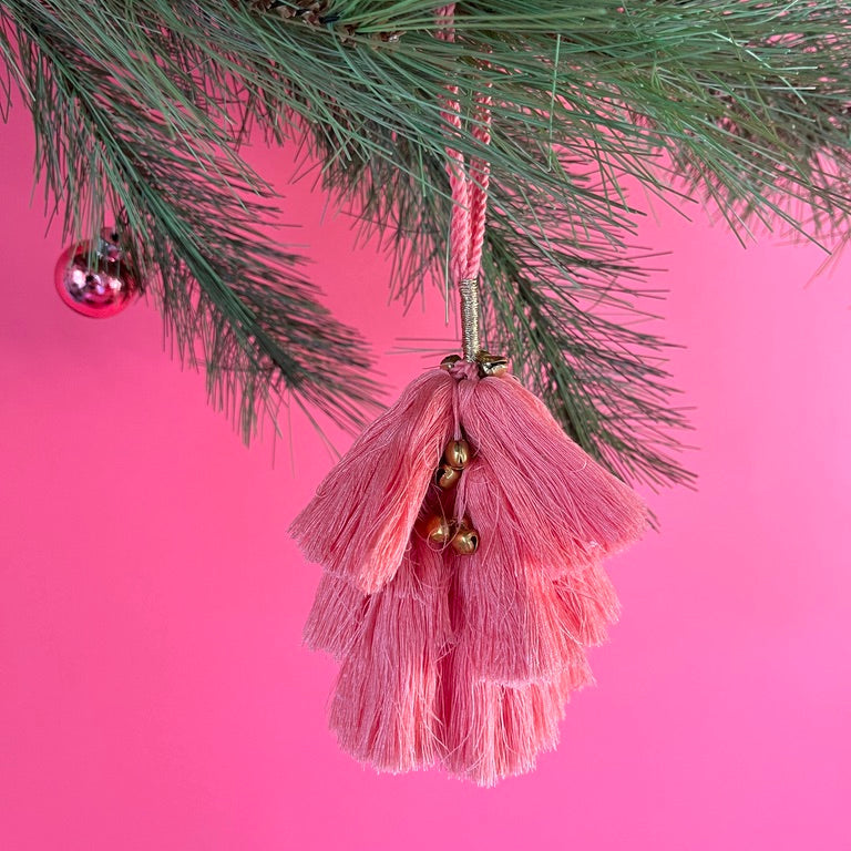 elegant tassel Christmas ornaments with small gold bells