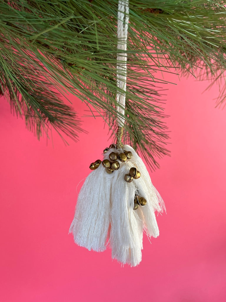 elegant tassel Christmas ornaments with small gold bells
