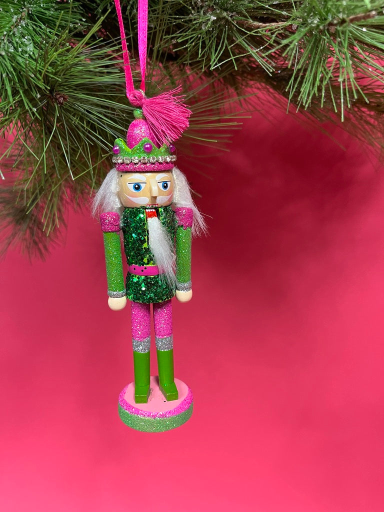 Wood Glitter Nutcracker Christmas Ornaments