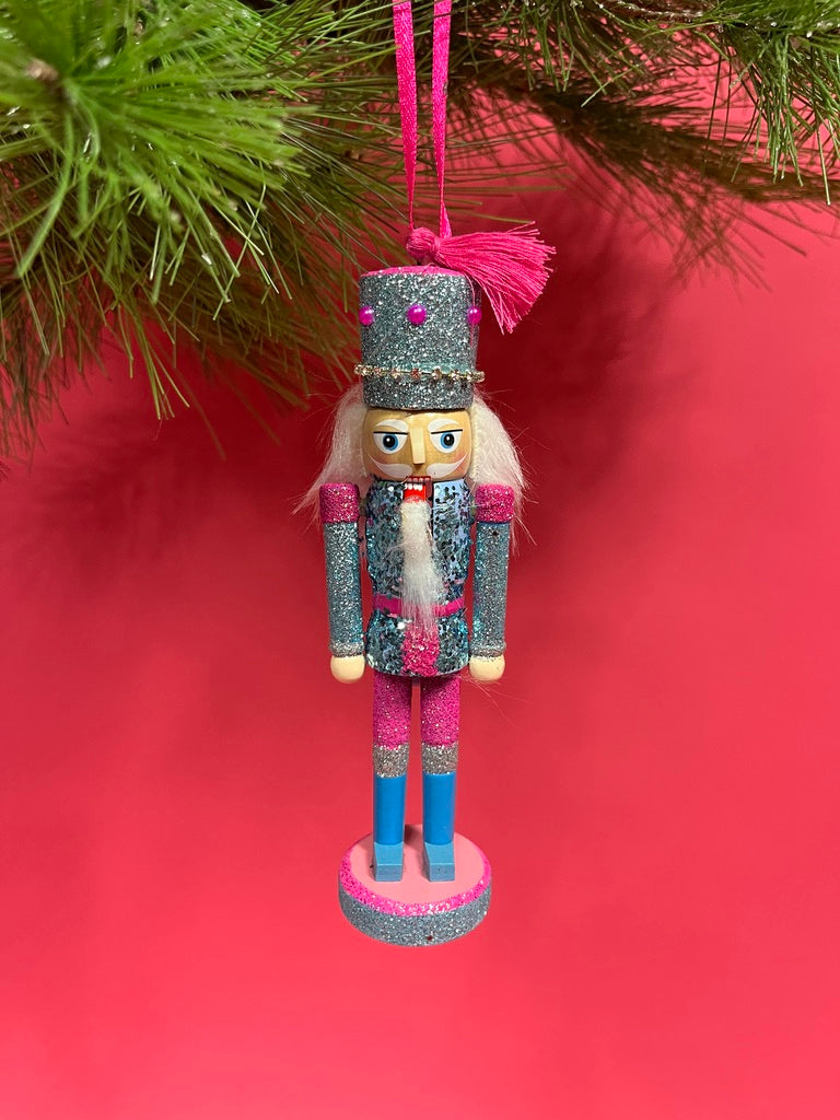 Wood Glitter Nutcracker Christmas Ornaments