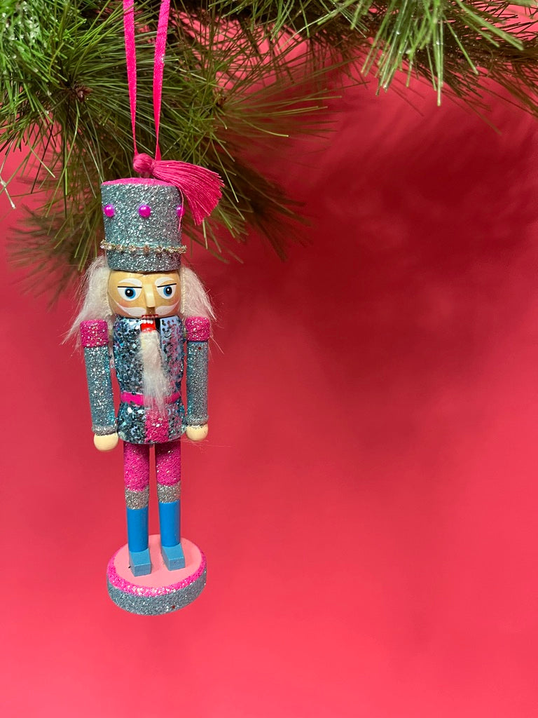 Wood Glitter Nutcracker Christmas Ornaments