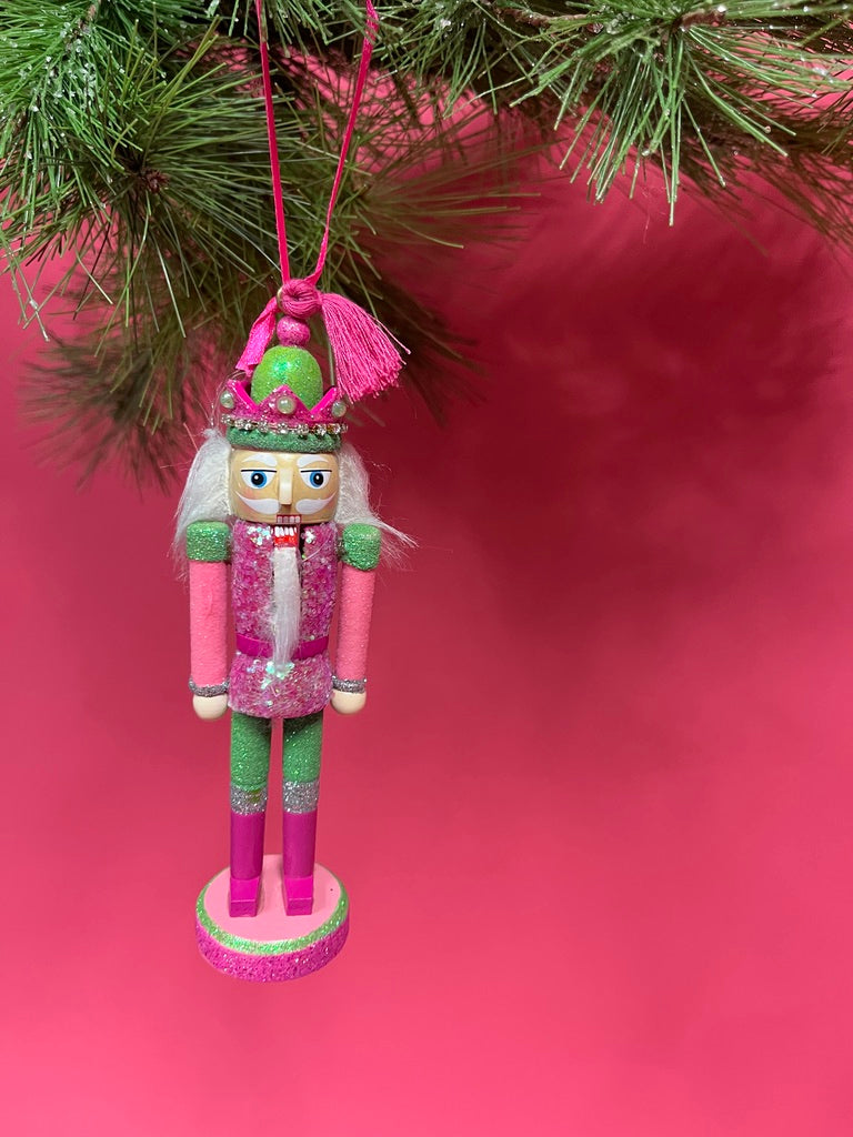 Wood Glitter Nutcracker Christmas Ornaments