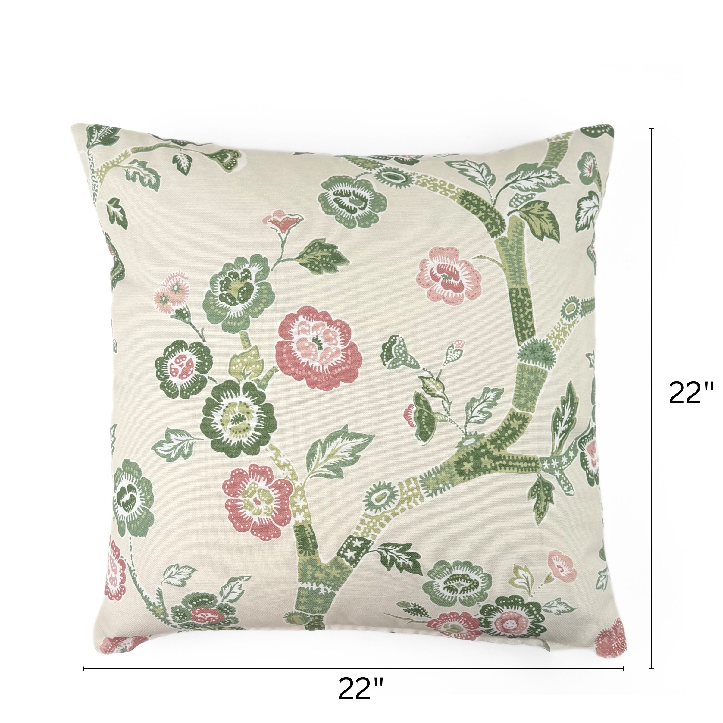 Temple Garden outdoor pillow, 22 by 22 inches.