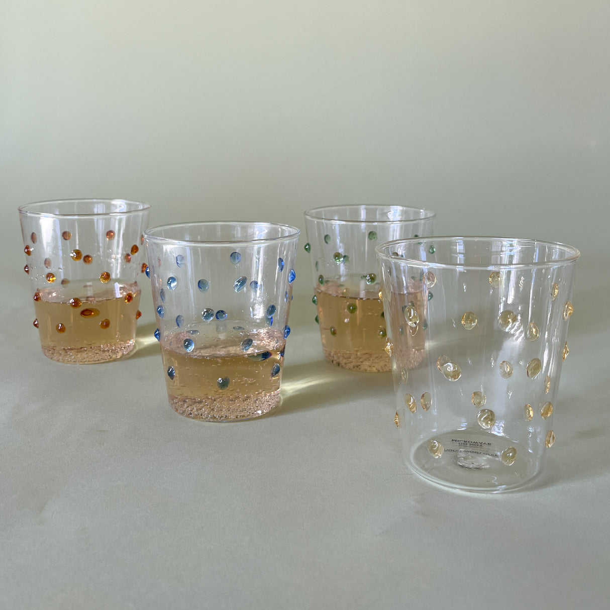 three-dimensional drinking glasses with raised dots