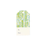 Toujours Provence gift tag featuring a vibrant blue and green floral pattern with printed To and From fields and a pre-punched hole for personalized gift giving.
