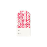 Toujours Provence pink gift tag featuring a vibrant pink floral pattern with printed To and From fields for personalized gift giving.