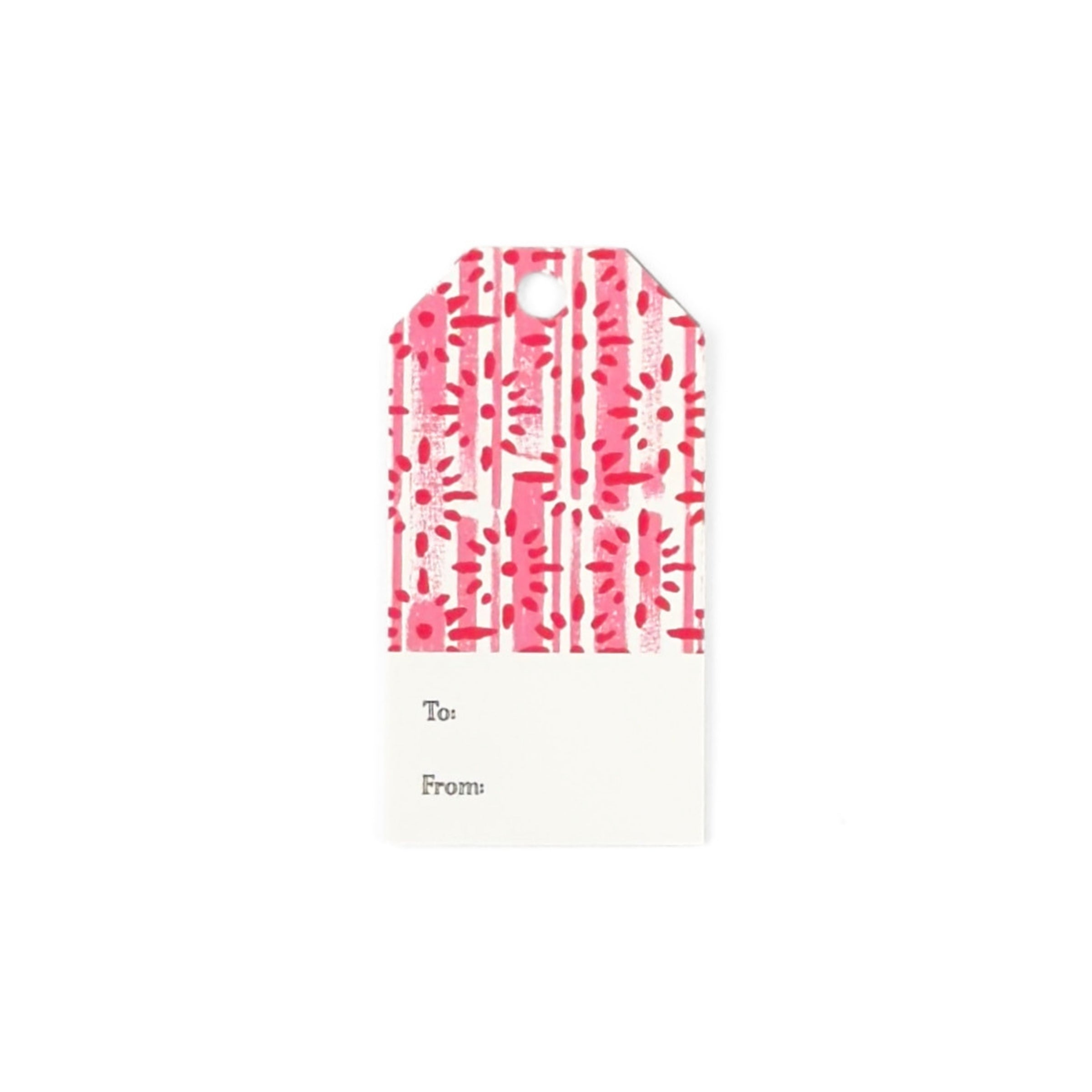 Toujours Provence pink gift tag featuring a vibrant pink floral pattern with printed To and From fields for personalized gift giving.