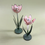 hand-painted tole metal tulip flower candle holders