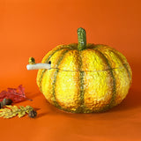 Vintage Oversized Ceramic Pumpkin Tureen/Centerpiece w/Ladle