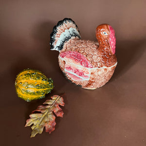 Vintage Thanksgiving Tureen Small Ceramic Turkey Centerpiece