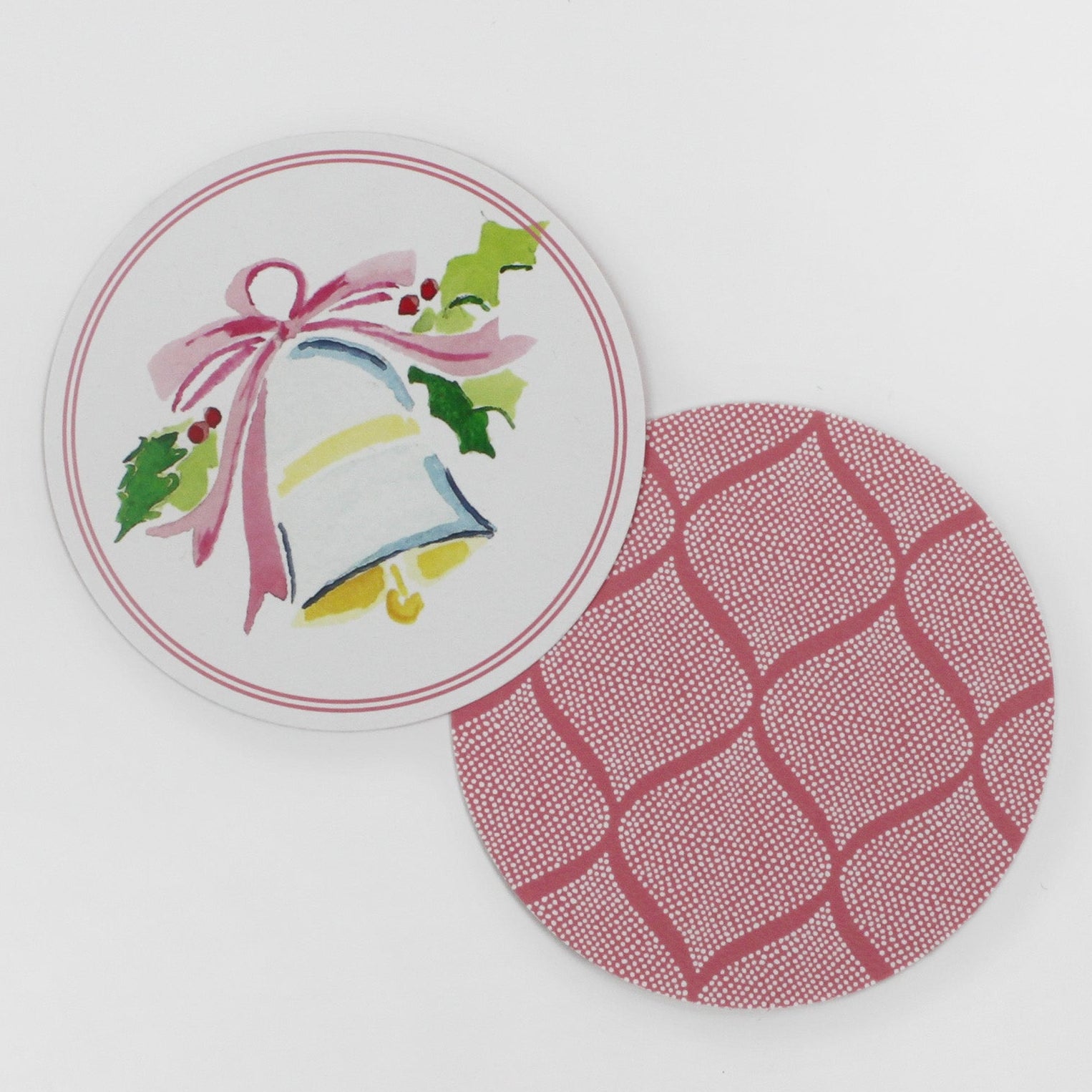 Christmas Watercolors Round Paper Coasters Bell
