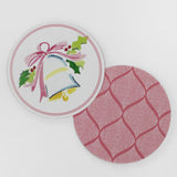 Christmas Watercolors Round Paper Coasters Bell