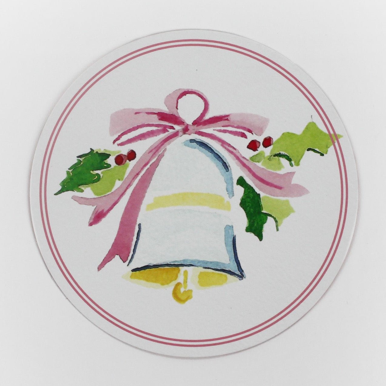 Christmas Watercolors Round Paper Coasters Bell