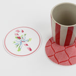 Christmas Watercolors Round Paper Coasters Cane