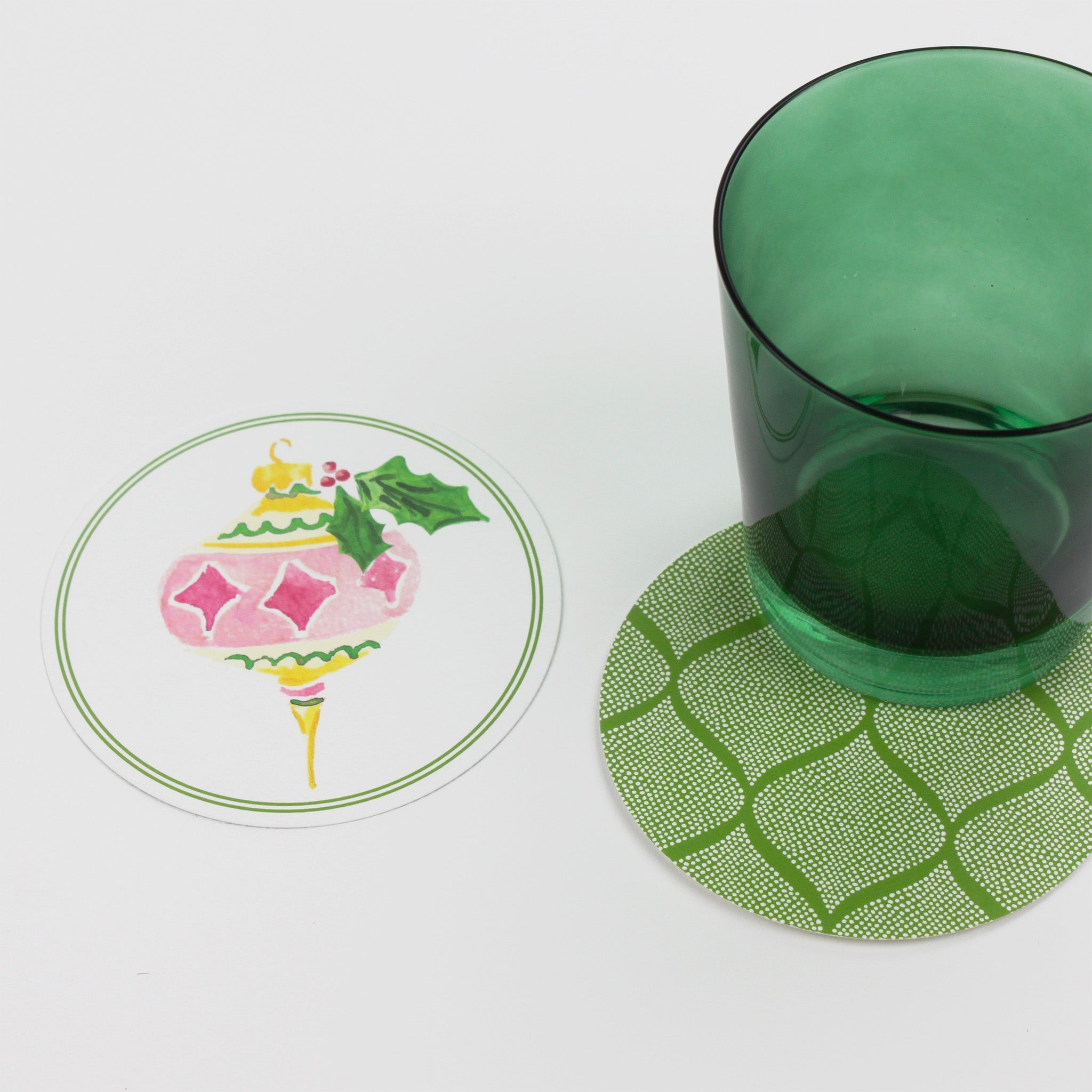 Christmas Watercolors Round Paper Coasters ornament