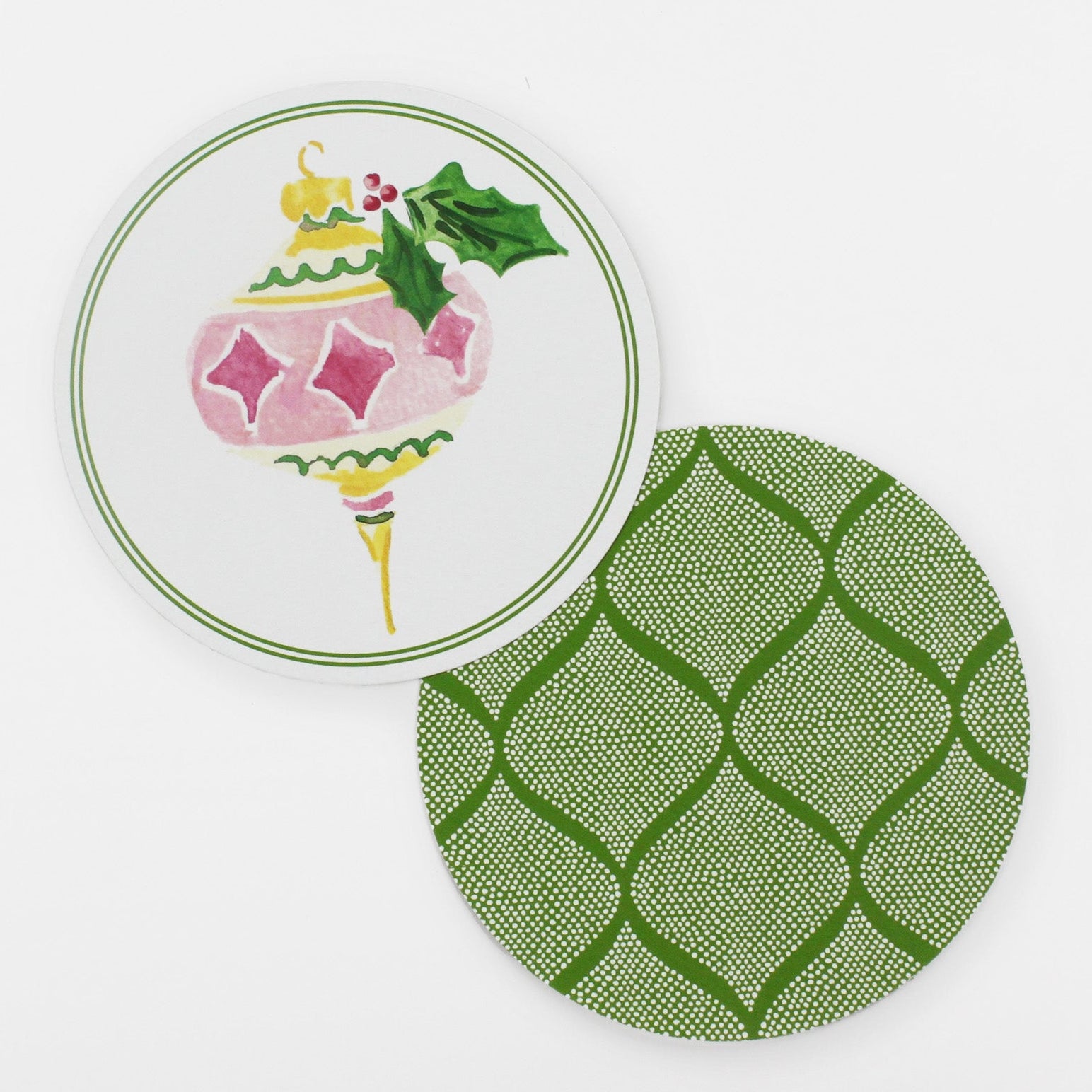 Christmas Watercolors Round Paper Coasters ornament