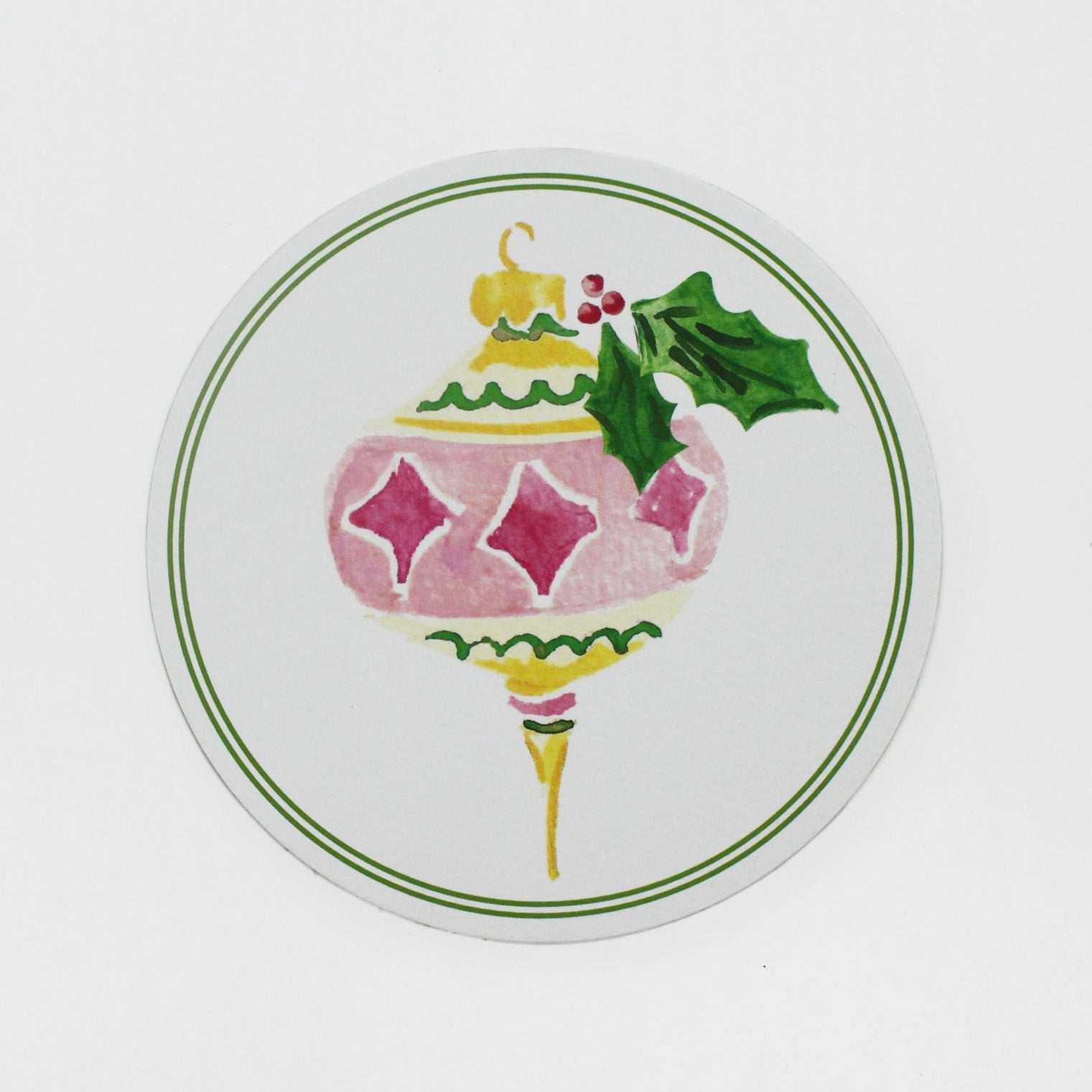 Christmas Watercolors Round Paper Coasters ornament