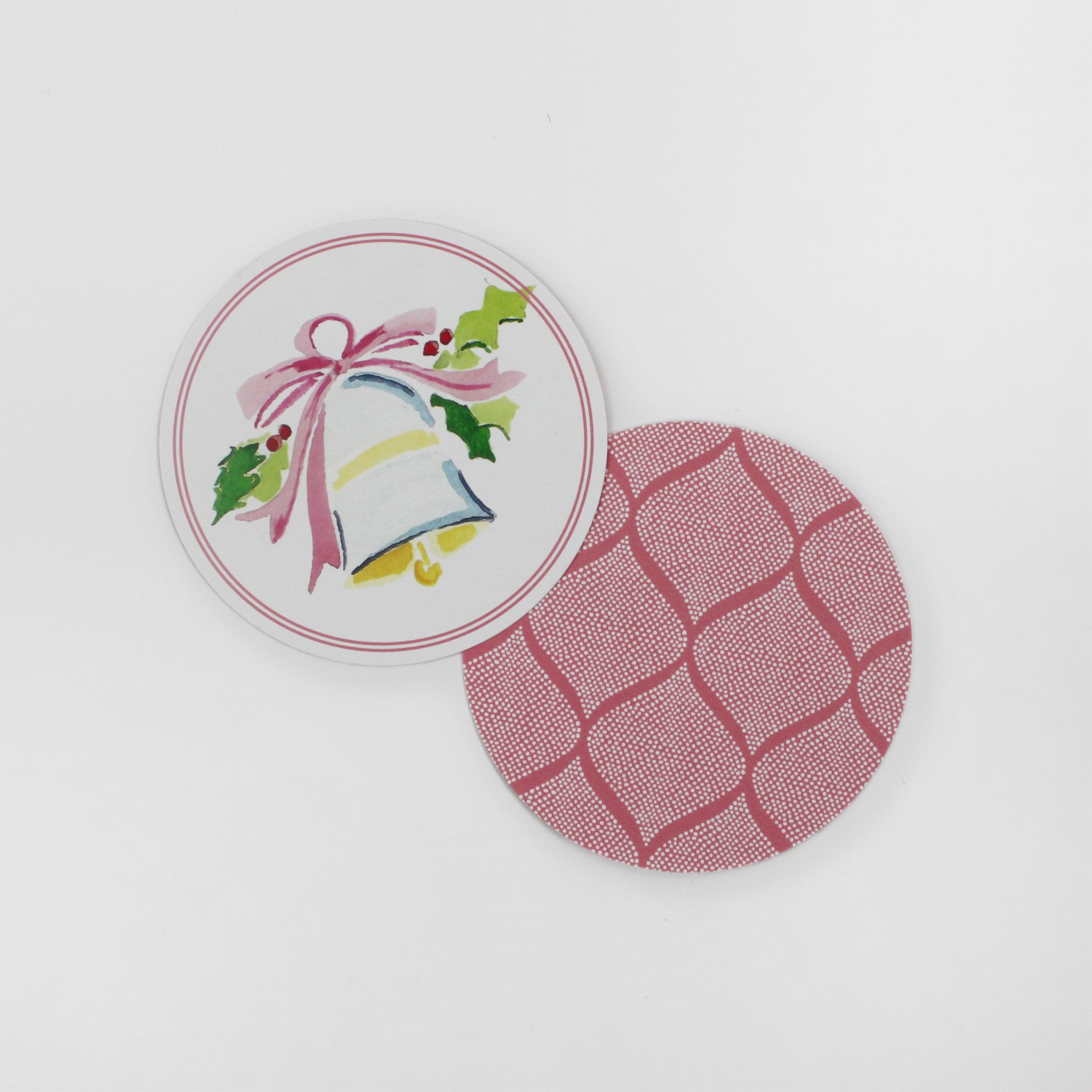 Christmas Watercolors Round Paper Coasters Bell