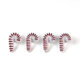 set of four white and red striped rattan candy candy christmas napkin rings