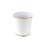 White gold small tole metal cachepot on a white background