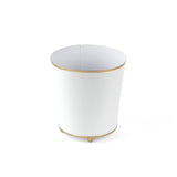 White gold small tole metal cachepot on a white background