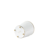 White gold large tole metal cachepot bottom view on a white background