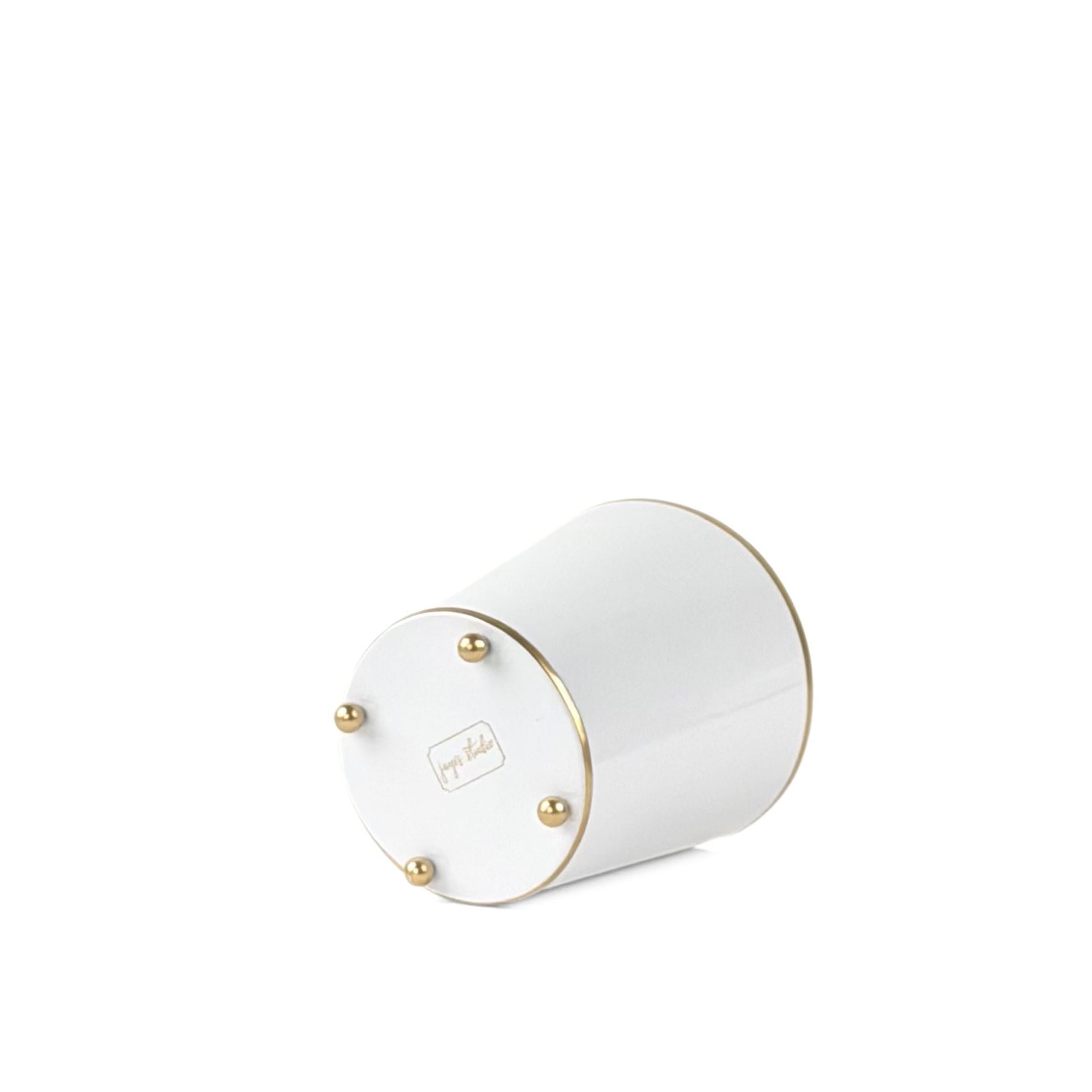 White gold large tole metal cachepot bottom view on a white background